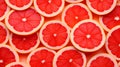 Banner grapefruits. Fruit background with grapefruit halves. Pattern with pieces of grapefruit.