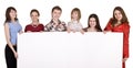 Banner and group of young people. Royalty Free Stock Photo