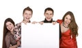 Banner and group of young people. Royalty Free Stock Photo