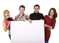 Banner and group of young people. Royalty Free Stock Photo
