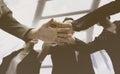 Banner  Group of young  people stack in Hands teamwork Together Royalty Free Stock Photo