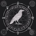 Banner with hand-drawn Raven and sorcery runes