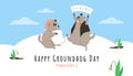 Banner about Happy Groundhog Day flat style, vector illustration Royalty Free Stock Photo