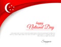 Banner Happy National Day Singapore Curved pattern red lines on a white background Patriotic celebration background