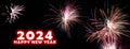 A banner with 2024 Happy New Year with fireworks Royalty Free Stock Photo