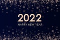 Banner happy new year 2022 with gold dust.