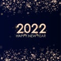 Banner happy new year 2022 with gold dust.