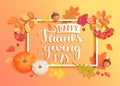 Banner for happy thanksgiving day with frame.