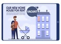 Banner with Happy Young Family Rented Vacant Flat Royalty Free Stock Photo