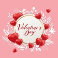 Banner with hearts and paper flowers Royalty Free Stock Photo