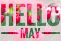 Banner hello may. Welcome picture. New month. Warm month. the month of May. Spring month