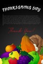 Banner with horn of plenty and vegetables, fruits and mushrooms Royalty Free Stock Photo