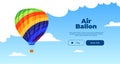 Banner hot air balloon on the background of the sky with clouds. Vector illustration Royalty Free Stock Photo