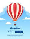 Banner hot air balloon on the background of the sky with clouds. Vector illustration Royalty Free Stock Photo