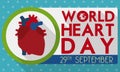 Banner with Human Heart Design to Celebrate World Heart Day, Vector Illustration