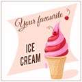 Banner with ice cream cherry Royalty Free Stock Photo