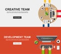 Banner illustration of creative team and development team. Flat design illustration concepts for analysis, working Royalty Free Stock Photo