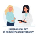Banner, illustration international day of midwifery and pregnancy Royalty Free Stock Photo