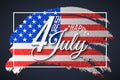 Banner for Independence Day. Greeting card for 4th of July. Grunge brush in frame. Text banner on USA flag background. United Royalty Free Stock Photo