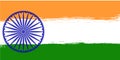 Banner for Independence Day of India or Republic Day.National country symbol,tricolor with wheel.Wallpaper with brush strokes.