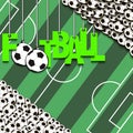 Banner the inscription football and ball hang on the ropes Royalty Free Stock Photo