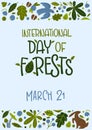 Banner with inscription International Day of Forests