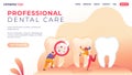 Banner Inscription Professional Dental Care Flat.