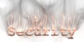 Banner of internet security buzzword text done with kirlian aura photography