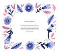 Banner, invite with floral frame vector template