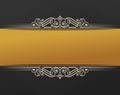 Banner islam ethnic design. Gold Invitation vintage label frame. Blank sticker emblem. Eastern black illustration for Royalty Free Stock Photo