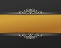 Banner islam ethnic design. Gold Invitation vintage label frame. Blank sticker emblem. Eastern black illustration for Royalty Free Stock Photo