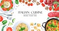 Banner Italian cuisine. Set of Italian dishes Royalty Free Stock Photo