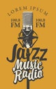 Banner for jazz music radio with studio microphone