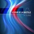 Banner 14 july bastille day in france. French national holiday. Blurred pattern of light colors lines of the french flag in blue Royalty Free Stock Photo