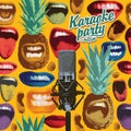 Banner for karaoke party with multicolored mouthes