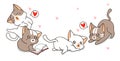 Banner kawaii cat characters in greeting card