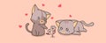 Banner kawaii cats and mini flower