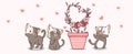 Banner kawaii cats are taking care loved heart flower for Valentines day