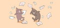 Banner kawaii cats with tax paper