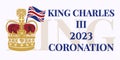 Banner for King Charles III Coronation with British flag vector illustration. Greeting card for celebrate a coronation