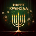 Banner for Kwanzaa with traditional colored and candles representing the Seven Principles or Nguzo Saba . Royalty Free Stock Photo