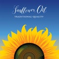 Banner or label for sunflower oil with sunflower Royalty Free Stock Photo