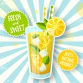 Banner with lemonade in retro style