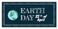 Banner with lettering Earth Day with space background and globe, ecology concept, environment protection concept