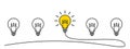 Banner lightbulb idea concept, creative concept bulb sign drawn, innovations background - vector