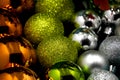 Banner, lots of colorful Christmas balls, festive background Royalty Free Stock Photo