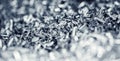 Banner Macro photo of iron metal shavings after CNC drilling lathe machine, Industrial background