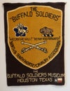 Textile Banner Showing a Gold Shield and Insignia for the Buffalo Soldiers Displayed in the Buffalo Soldiers National Museum