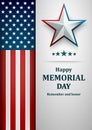 Banner for memorial day. American flag with star on gray background. Vector illustration