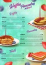 Banner Menu Waffles Pancakes and Toasts Realistic